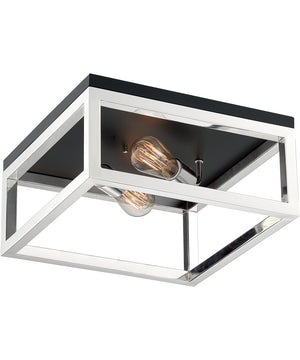 14"W Cakewalk 2-Light Close-to-Ceiling Polished Nickel