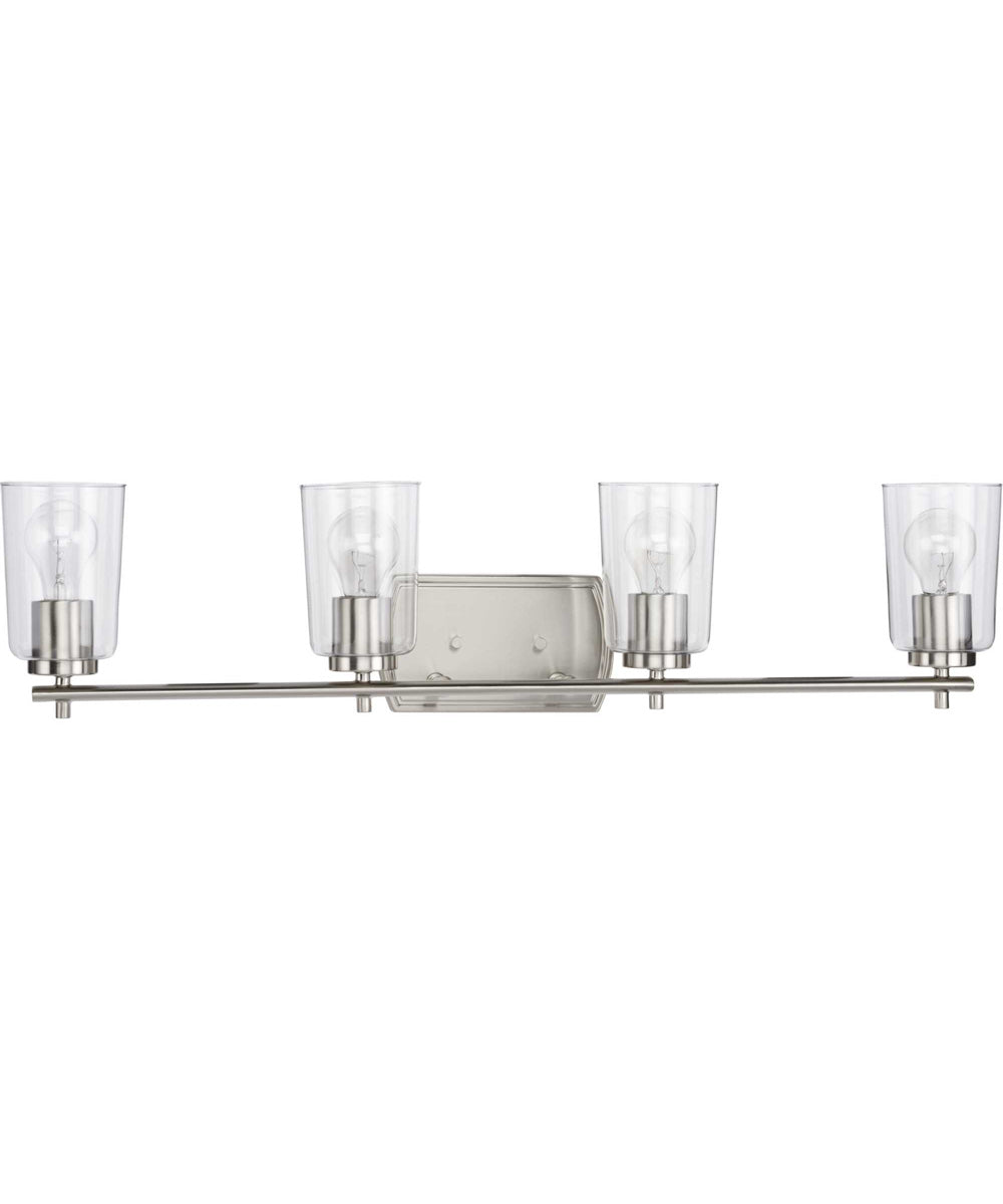 Adley 4-Light Clear Glass New Traditional Bath Vanity Light Brushed Nickel