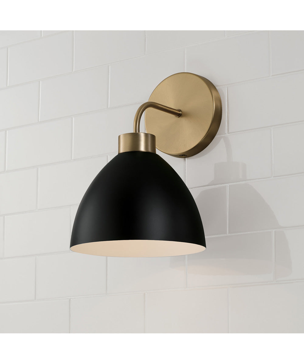 Ross 1-Light Sconce Aged Brass and Black