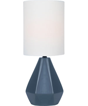Mason 1-Light Mini Table Lamp Jet Black Ceramichrome/ White Linen Shade