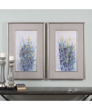 Indigo Florals Framed Art Set of 2