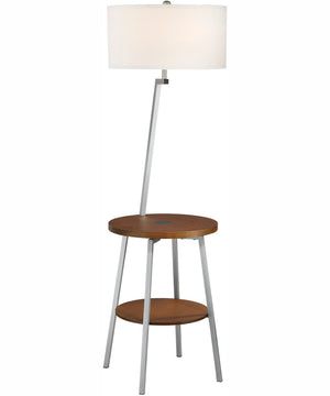 Lemington 1-Light Floor Lamp With Wireless Charging Pad Silv/Wood/White