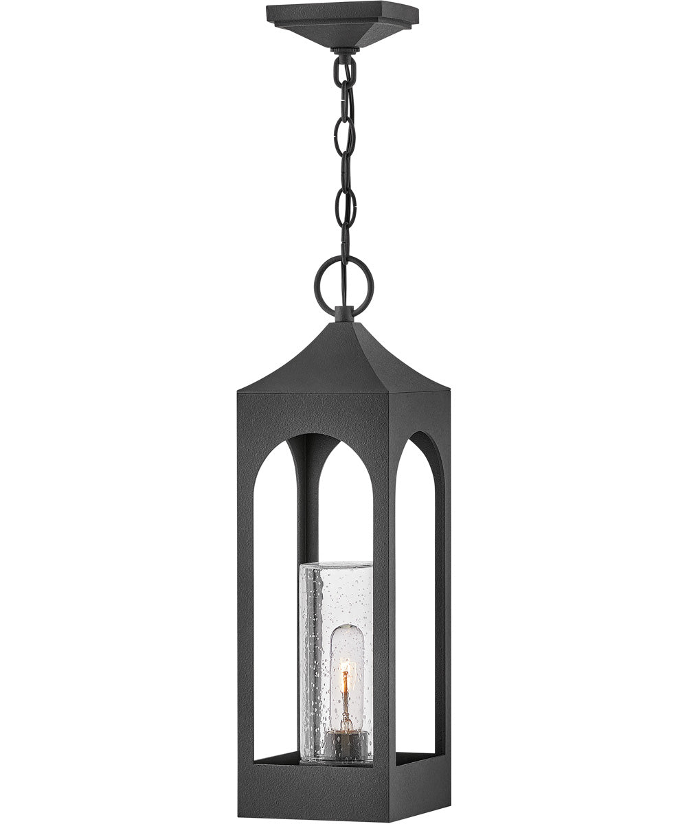 Amina 1-Light Medium Outdoor Hanging Lantern in Distressed Zinc
