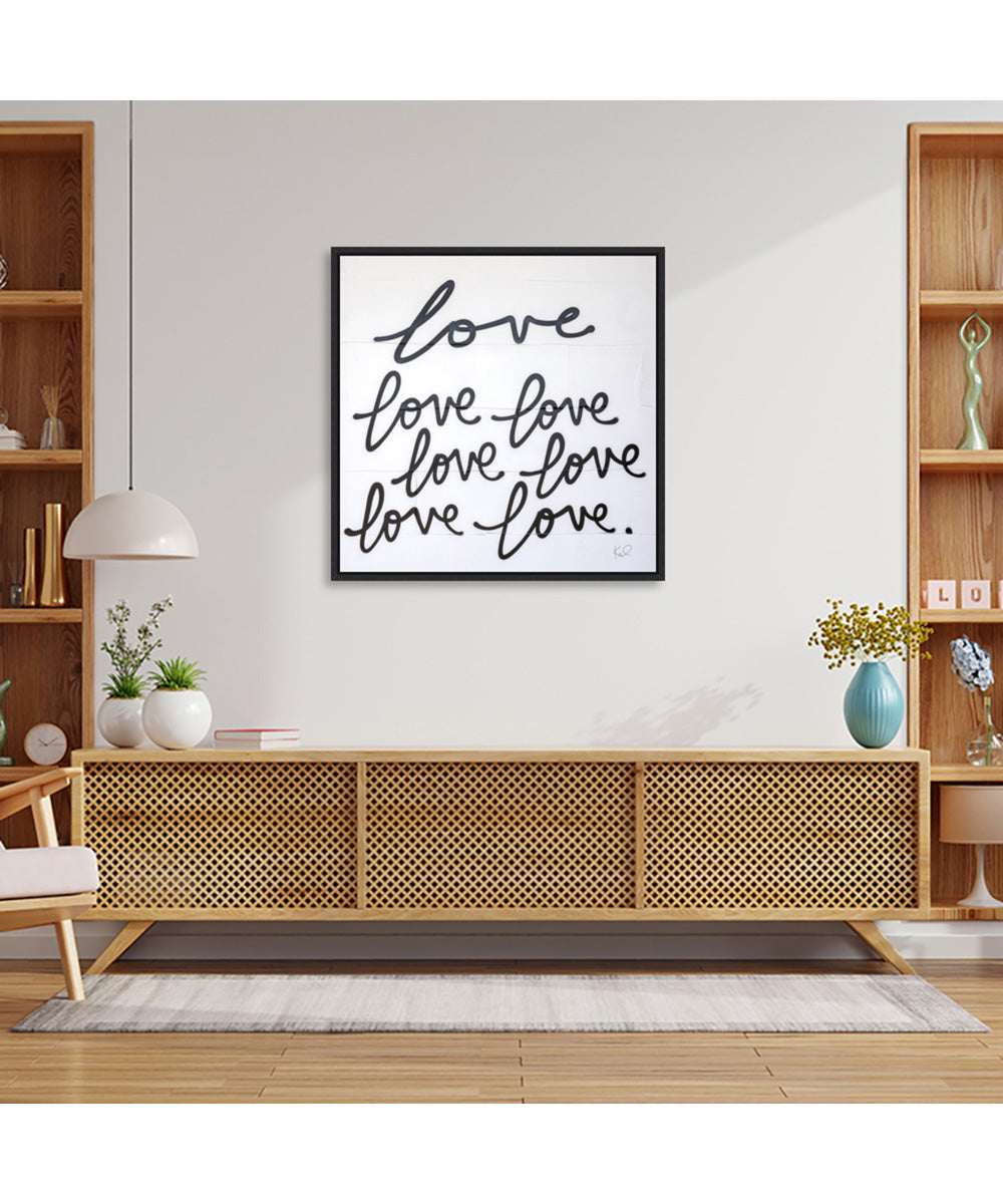 Framed Love Times Seven Sq by Kent Youngstrom Canvas Wall Art Print (30  W x 30  H), Sylvie Black Frame