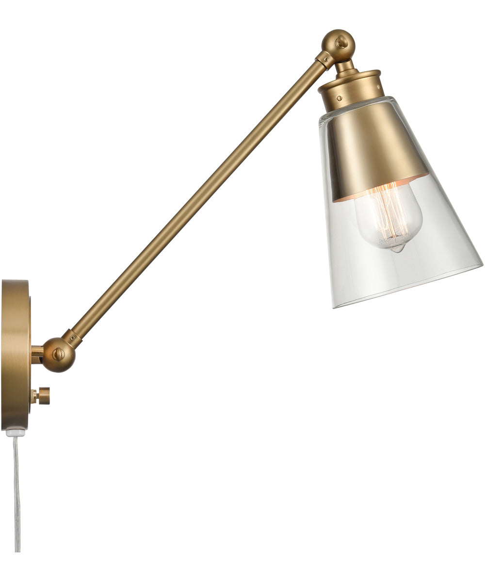 Albany 1-Light Plug In Swing Arm Sconce - Brushed Gold, 6"W