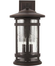 Mission Hills 3-Light Outdoor Wall Mount In Oiled Bronze With Antiqued Seeded Glass