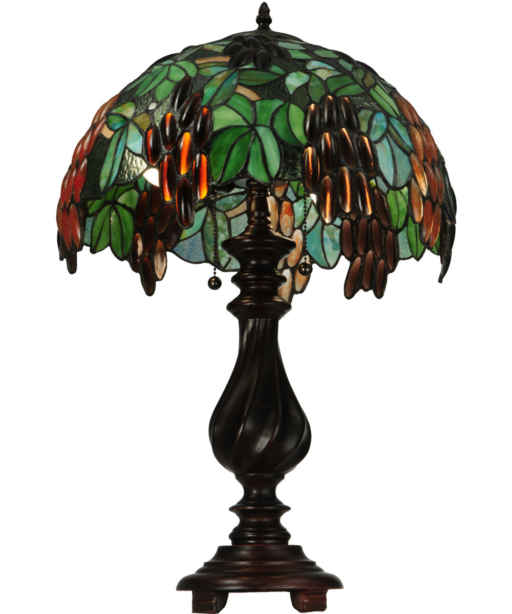25"H Murlo  2-Light Tiffany Table Lamp Brown