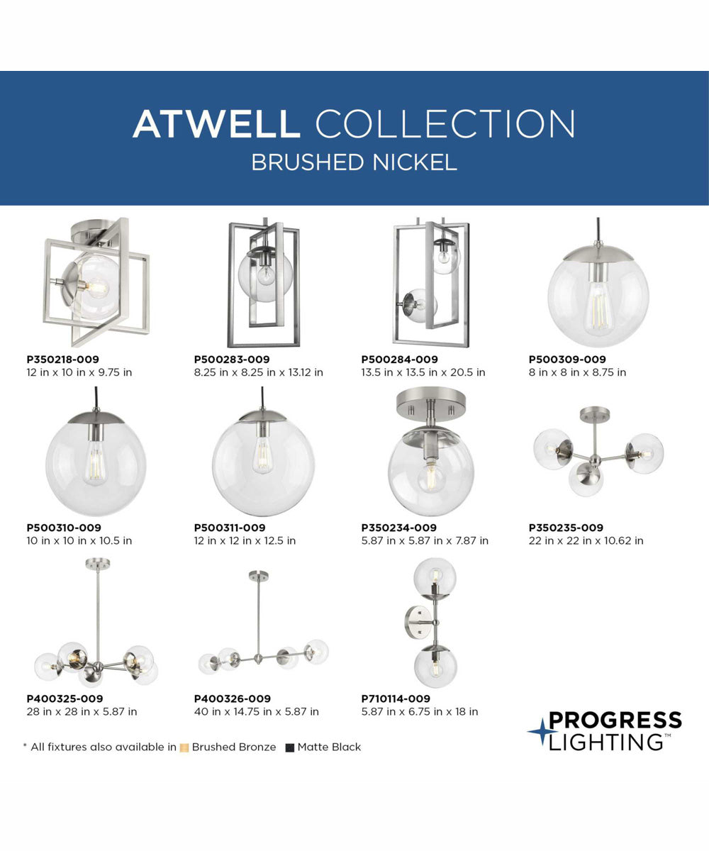 Atwell 4-Light Mid-Century Modern Island Light with Clear Glass Shade Brushed Nickel