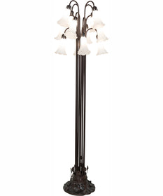 63" High White Tiffany Pond Lily 12 Light Floor Lamp