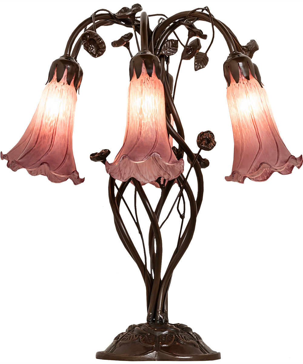 18" High Lavender Tiffany Pond Lily 6 Light Table Lamp