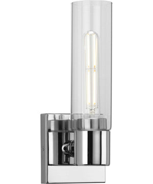 Clarion 1-Light Clear Glass Modern Style Bath Vanity Wall Light Polished Chrome
