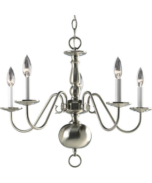 Americana 5-Light White Candle Traditional Chandelier Light Brushed Nickel