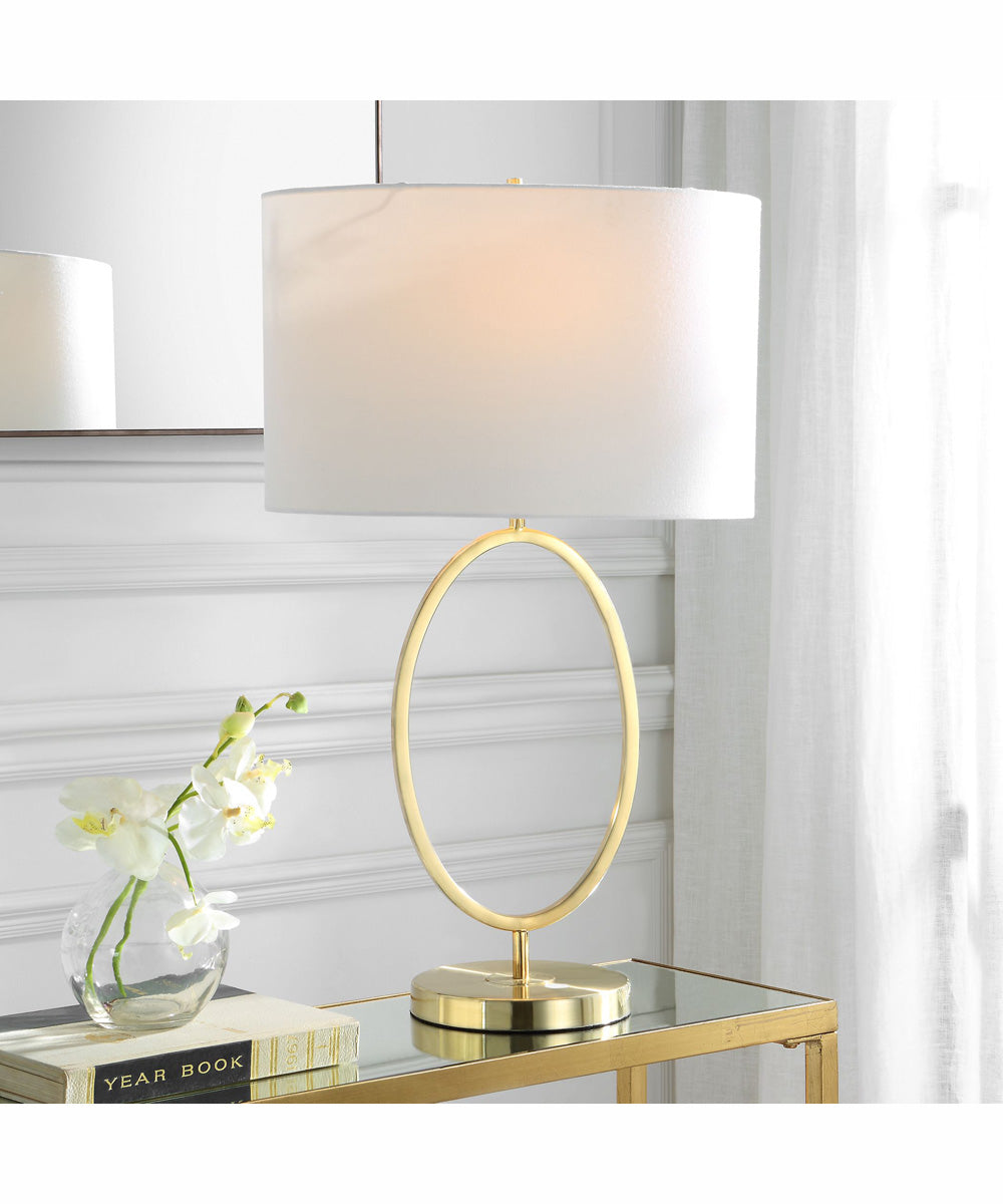 27"H 1-Light Table Lamp Metal in Golden Brass with an Oval Shade