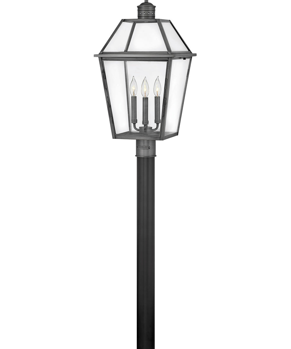 Nouvelle 3-Light Medium Outdoor Post Top or Pier Mount Lantern in Blackened Brass