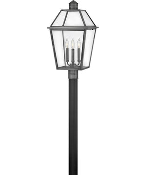 Nouvelle 3-Light Medium Outdoor Post Top or Pier Mount Lantern in Blackened Brass