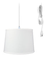 14"W 1 Light Swag Plug-In Pendant White Shade White Cord