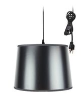 14"W 1 Light Swag Plug-In Pendant Black/Gold Shade Black Cord