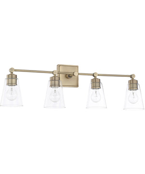 4-Light Vanity In Aged Brass With Clear Glass