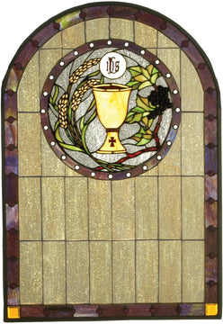 32"H x 22"W Sacrament Stained Glass Window