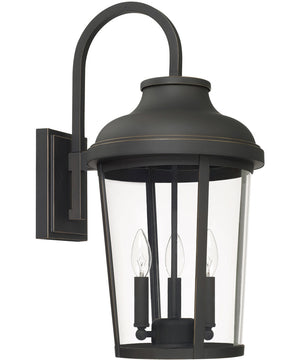 Dunbar 3-Light Outdoor Wall Mount In Oiled Bronze With Clear Glass
