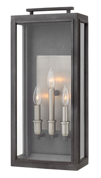 22"H Sutcliffe 3-Light LED Large Outdoor Wall Light in Aged Zinc