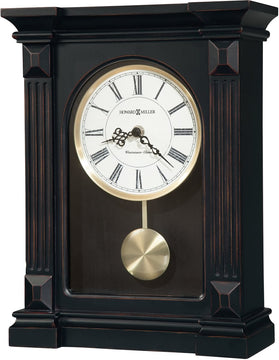 14"H Mia Mantel Clock Worn Black (Brown Undertone)