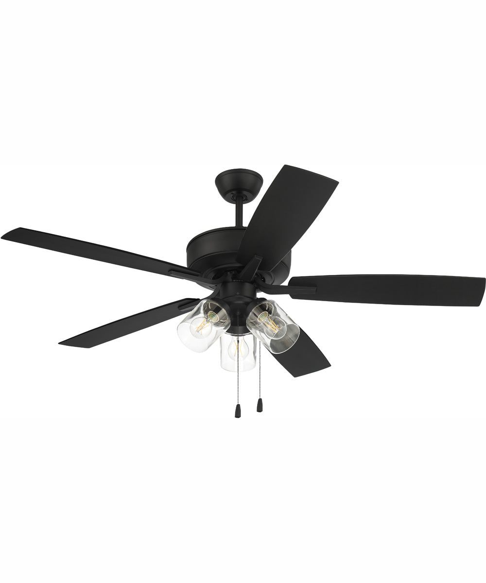 52" Outdoor Pro Plus 104 Clear 3-Light Indoor/Outdoor Ceiling Fan Flat Black