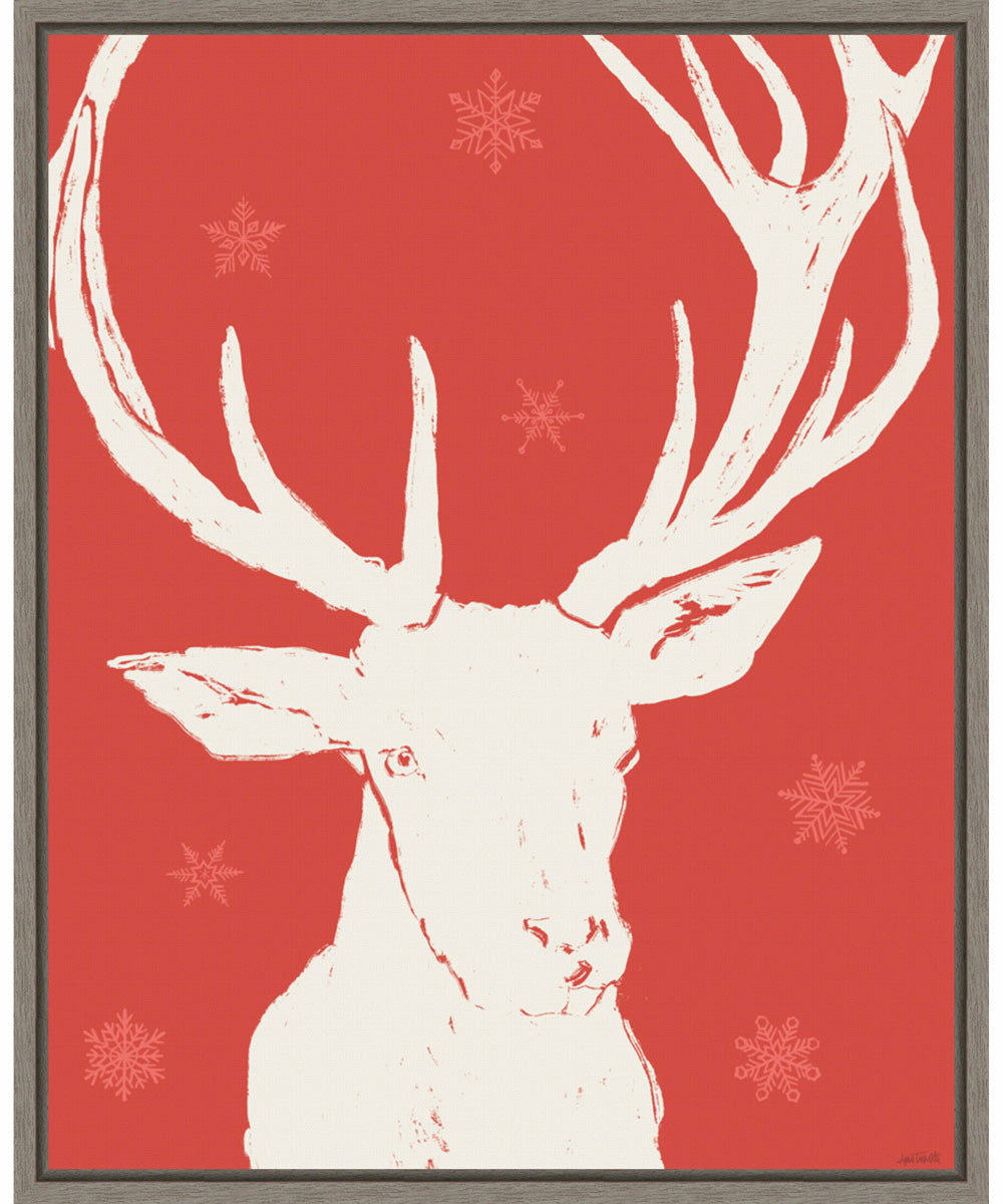 Framed Seasonal Shades IV Reindeer by Anne Tavoletti Canvas Wall Art Print (23  W x 28  H), Sylvie Greywash Frame