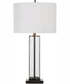 29"H 1-Light Table Lamp Metal and Glass in Dark Antique Nickel with a Drum Shade