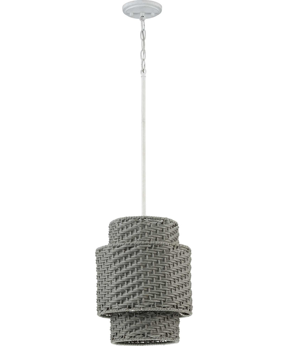 Manteo 1-Light with Weathered Grey Rattan Indoor/Outdoor Hanging Pendant Light Cottage White