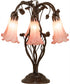 18" High Pink Tiffany Pond Lily 6 Light Table Lamp