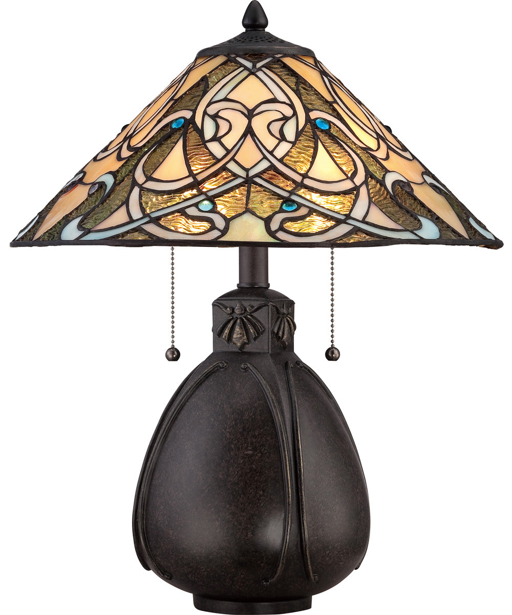 India Small 2-light Table Lamp Imperial Bronze