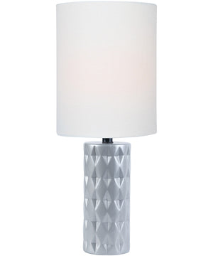 Delta 1-Light Mini Table Lamp Silver Ceramichrome/ White Linen Shade