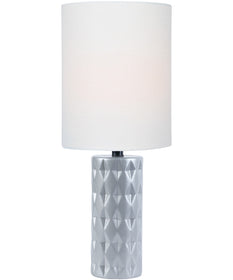 Delta 1-Light Mini Table Lamp Silver Ceramichrome/ White Linen Shade
