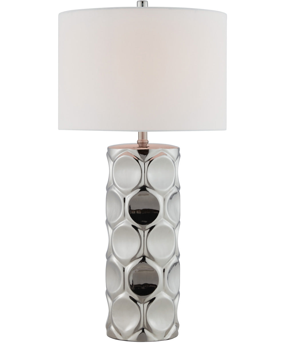Godfried 1-Light Table Lamp Plated Silver Ceramichrome/ White Fabric