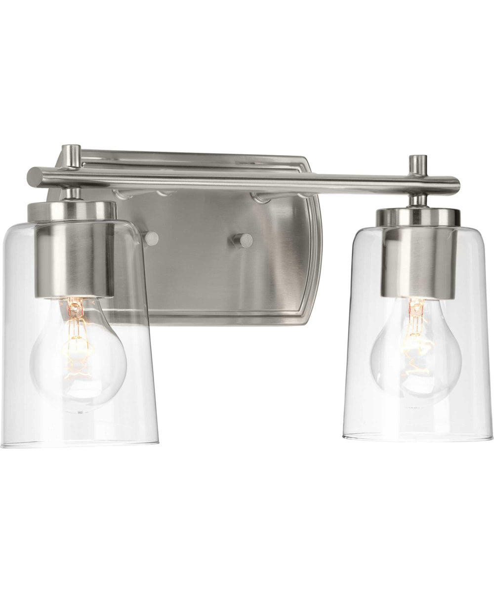 Adley 2-Light Clear Glass New Traditional Bath Vanity Light Brushed Nickel
