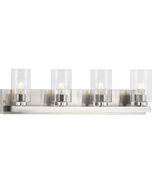 Goodwin 4-Light Modern Vanity Light with Clear Glass Brushed Nickel