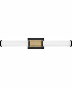 Zevi LED-Light Large LED Vanity in Black with Lacquered Brass Accents