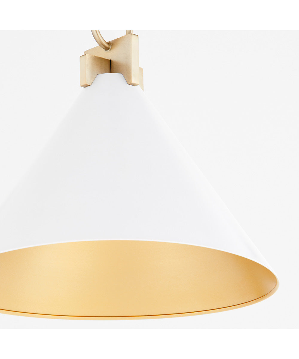 1-light Pendant Studio White w/ Aged Brass