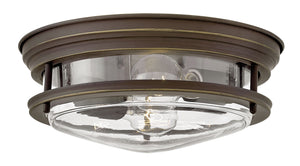 12"W Hadley 2-Light Flush Mount in Oil Rubbed Bronze with Clear