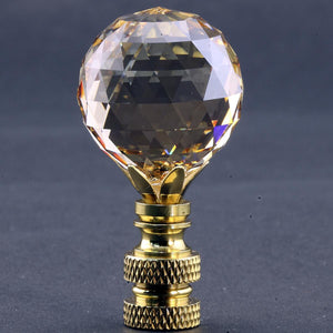 2"H Swarvoski Crystal 30mm Faceted Ball Polished Brass Base Finial