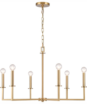 Dunne 30'' Wide 6-Light Chandelier - Lacquered Brass