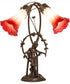 17" High Red/White Pond Lily Tiffany Pond Lily 2 Light Trellis Girl Accent Lamp