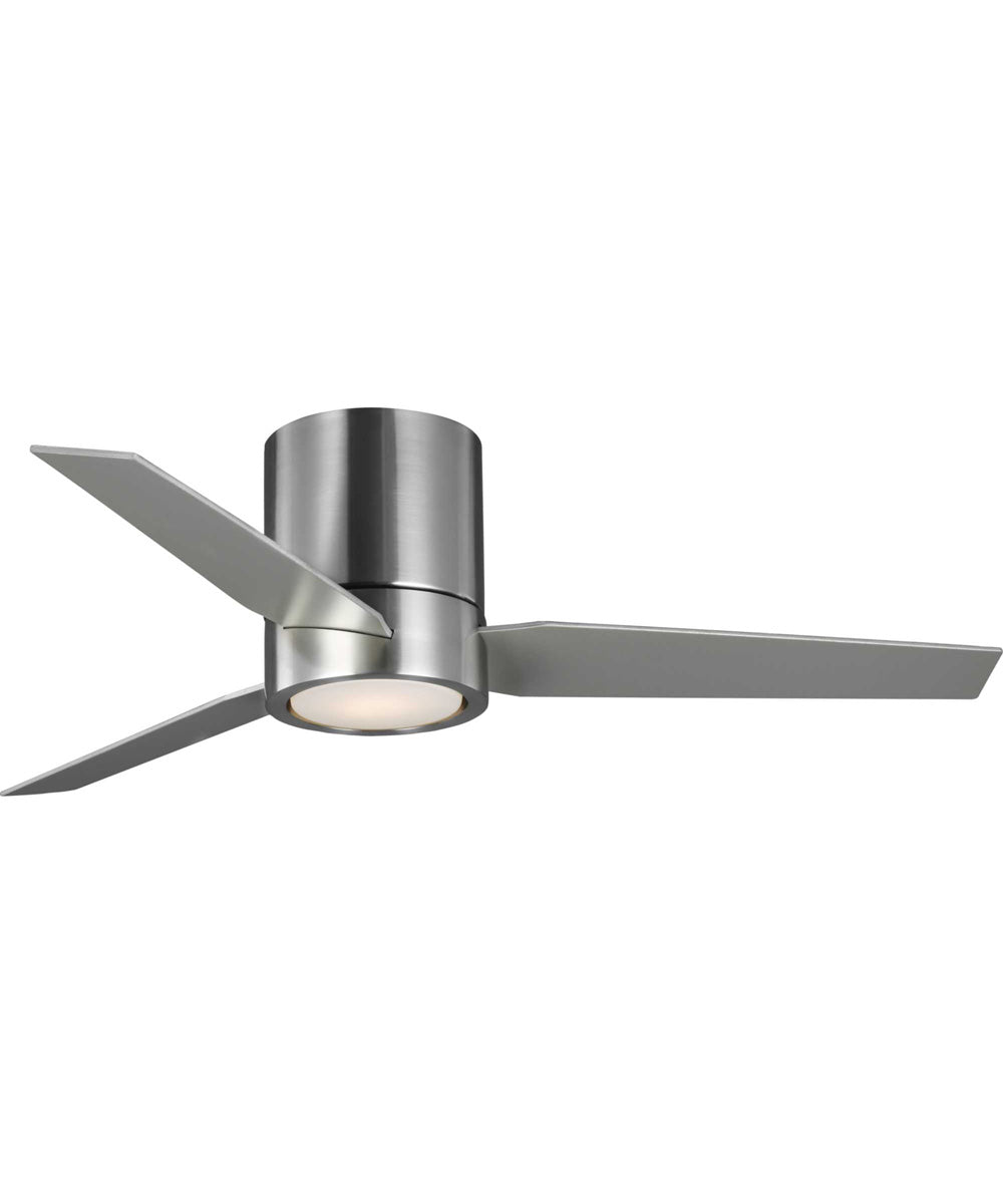 Braden 44" 3-Blade LED Mid-Century Modern Indoor Hugger Ceiling Fan Brushed Nickel