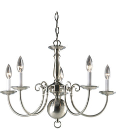 Americana 5-Light White Candle Traditional Chandelier Light Brushed Nickel