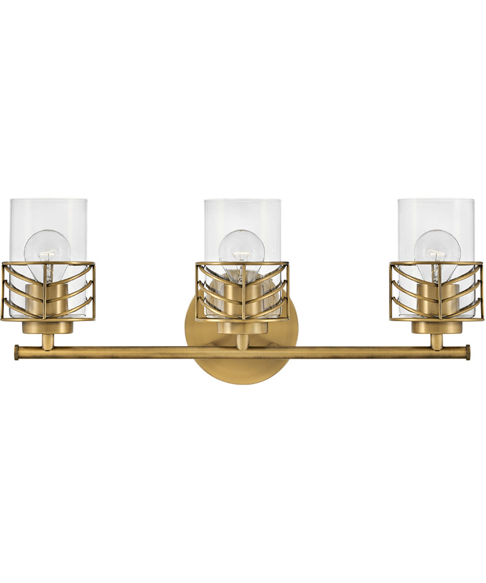 Della 3-Light Three Light Vanity in Lacquered Brass