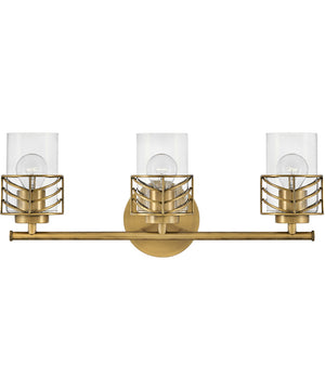 Della 3-Light Three Light Vanity in Lacquered Brass
