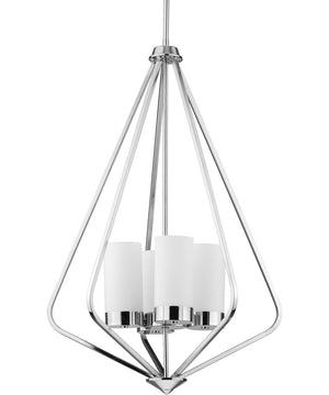 Elevate 4-Light Etched White Glass Modern Style Hanging Pendant Light Polished Chrome