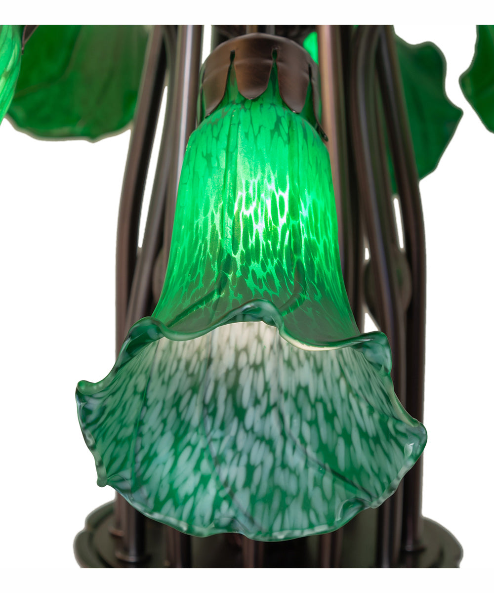 24" Wide Green Tiffany Pond Lily 12 Light Chandelier