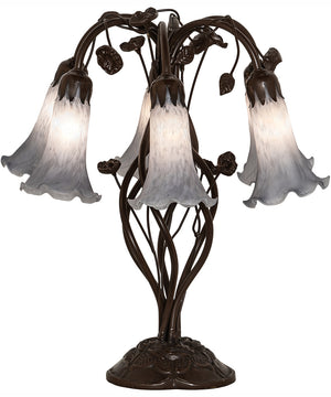 19" High Gray Tiffany Pond Lily 6 Light Table Lamp